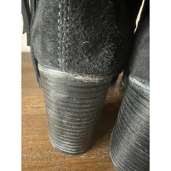 Free People Wild Rose Slouch Fringe Boot Black Suede Western - Size 36 (6-6.5) - Picture 10 of 11
